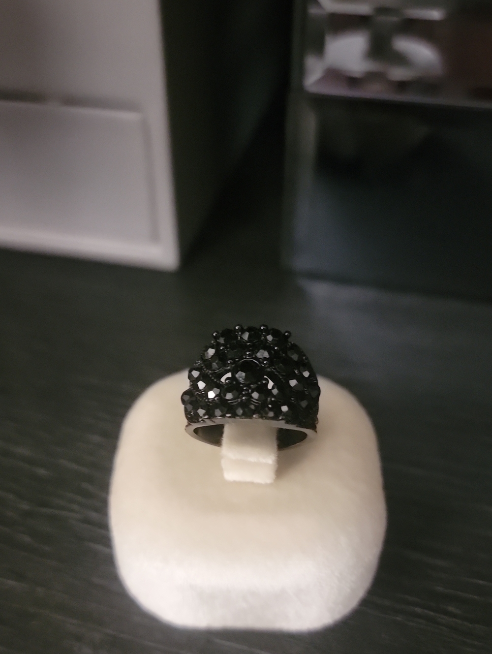Black Crystal Dome Ring - Women Jewelry